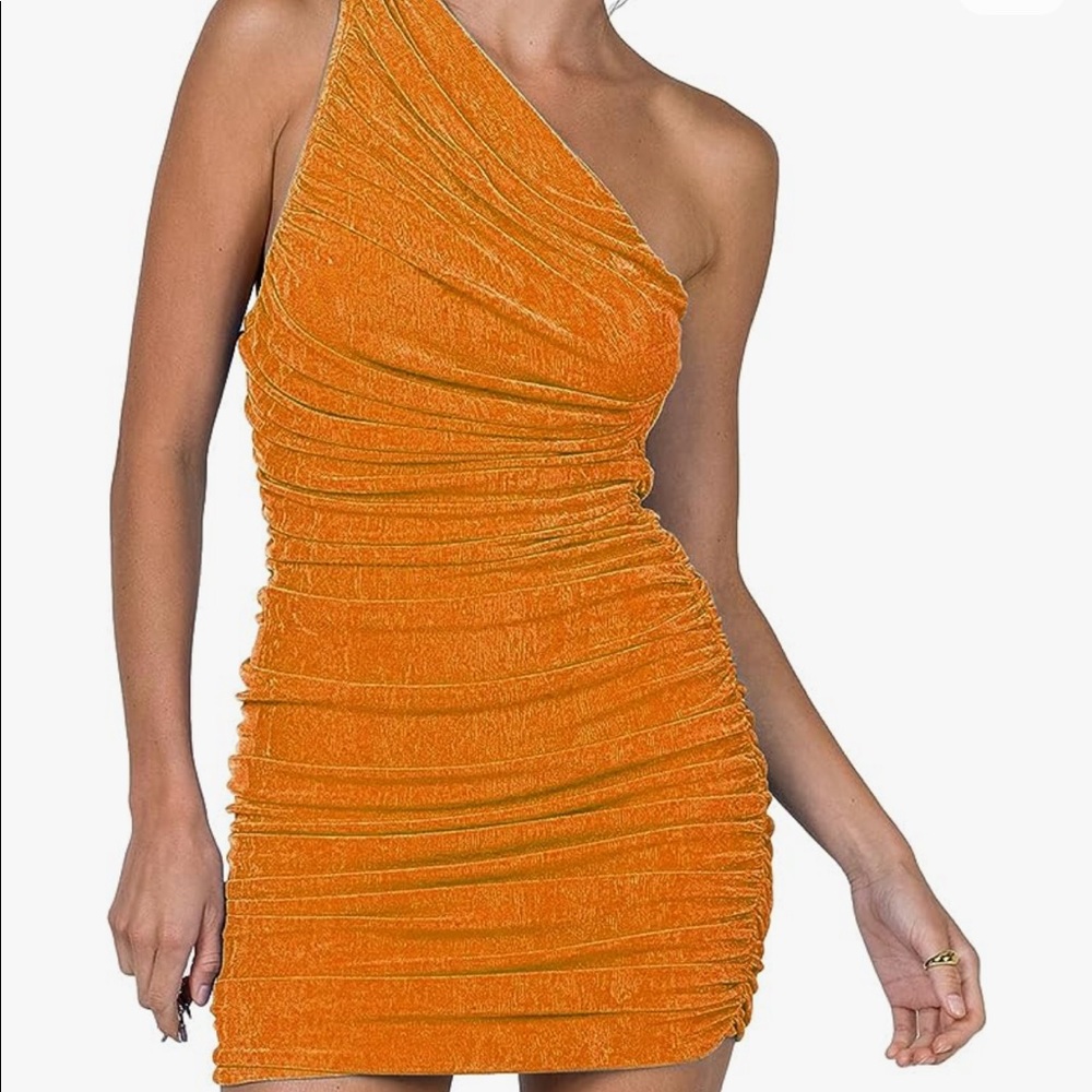 Orange one shoulder dress size xsmall
